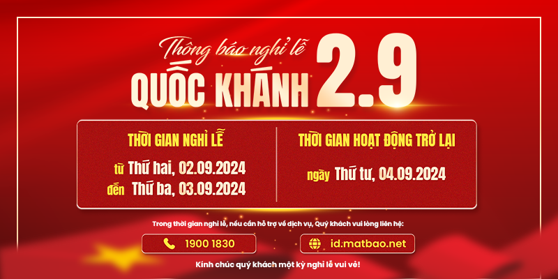 [Thông báo] Lịch nghỉ lễ Quốc Khánh 02/09