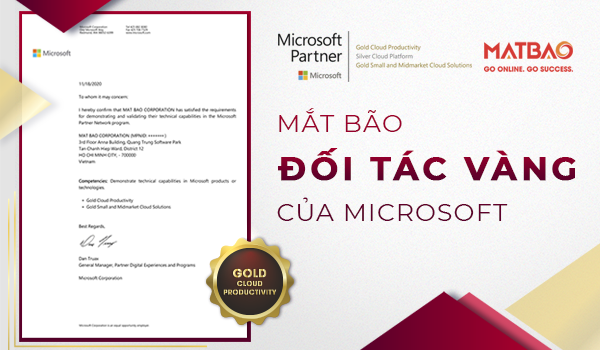 Khẳng Định Năng Lực Dịch Vụ - Mắt Bão Vinh Dự Trở Thành Đối Tác Gold Cloud Productivity Của MICROSOFT