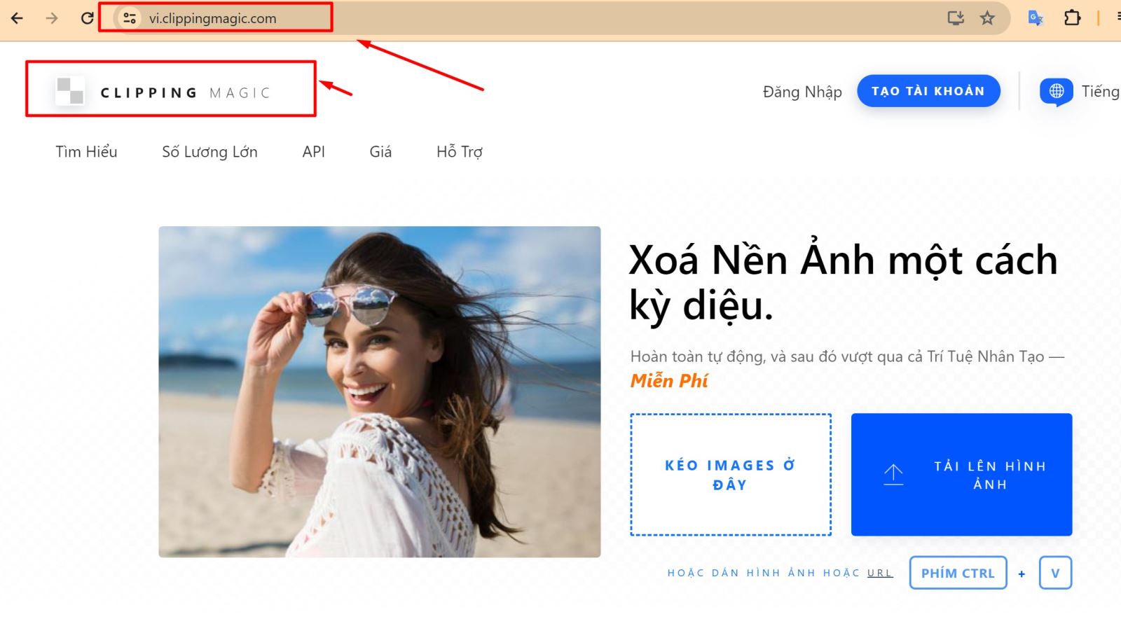 Truy cập vào website Clipping Magic để tách nền online