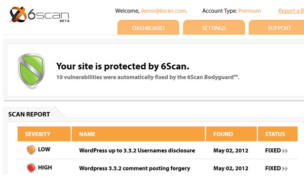  6Scan Security giúp quét mã độc tự vá lỗi trên website Wordpress